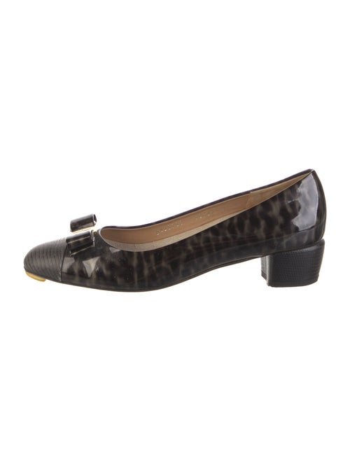 Ferragamo Patent Leather Animal Print Flats
