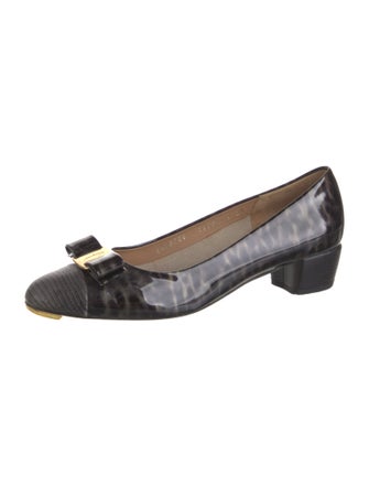 Ferragamo Patent Leather Animal Print Flats