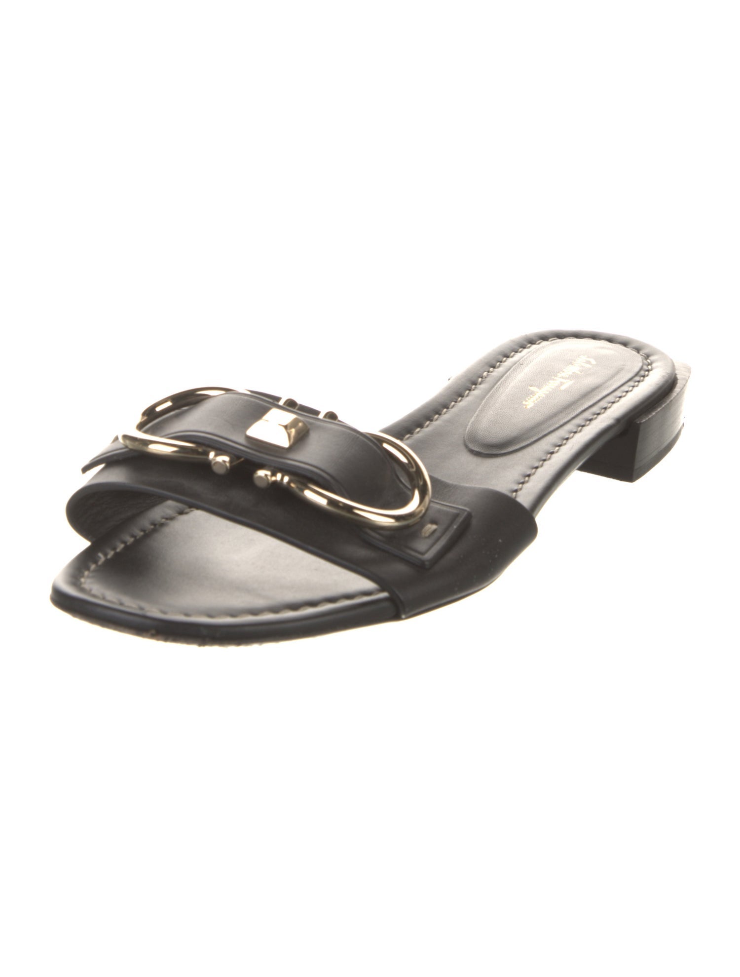 Ferragamo Gancini Logo Leather Slides
