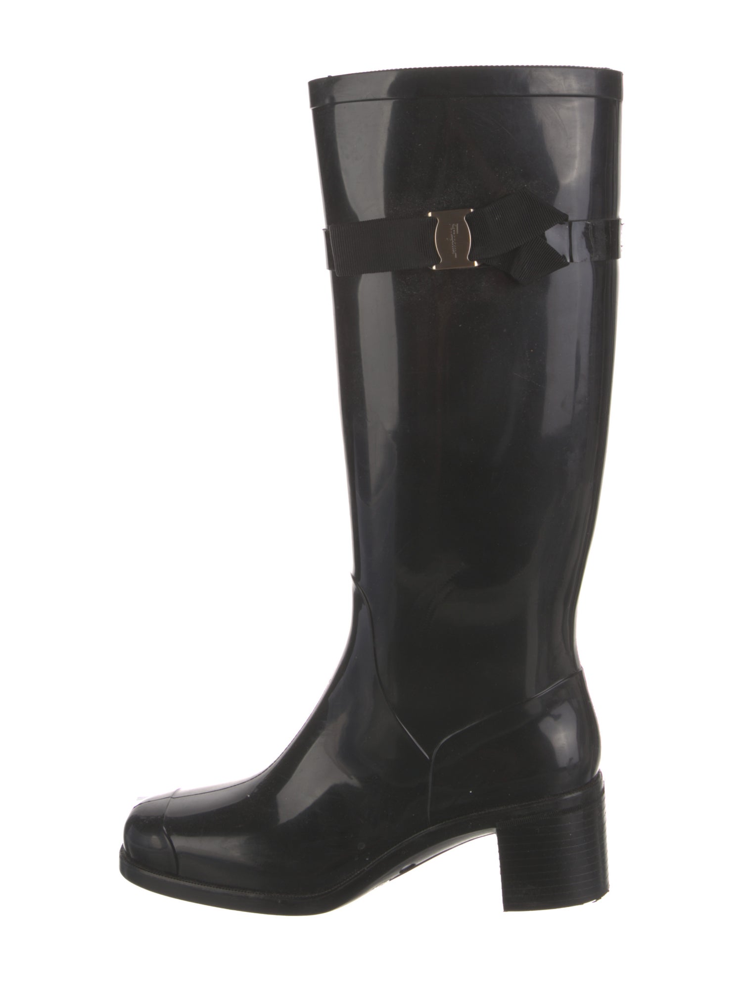 Ferragamo Vara Bow Accent Rubber Rain Boots