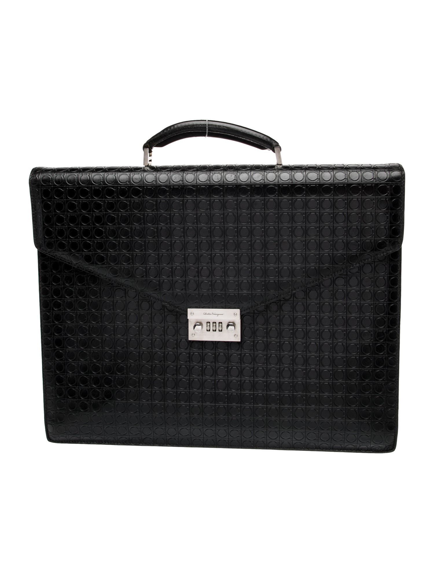 Ferragamo Embossed Leather Briefcase