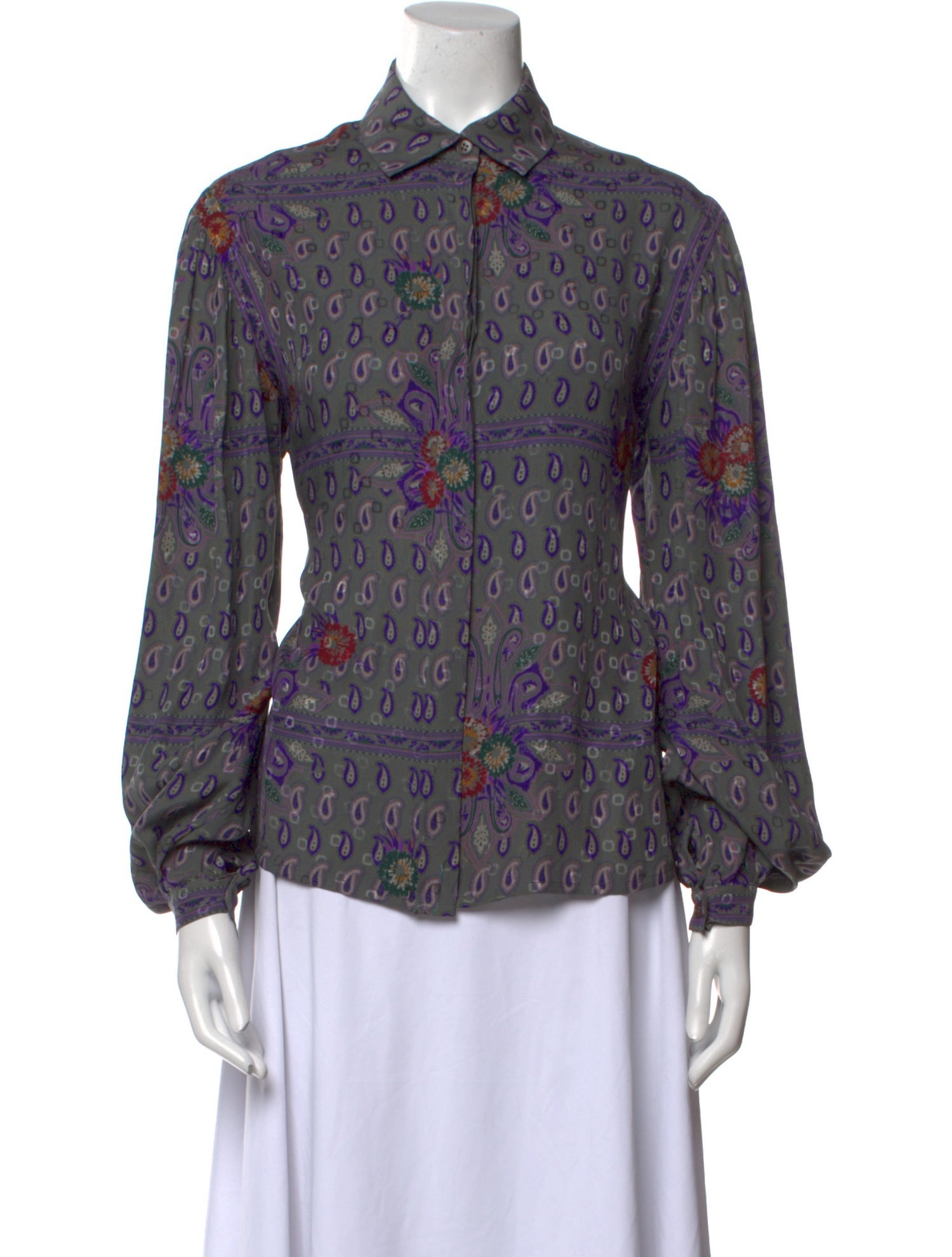 Ferragamo Silk Printed Button-Up Top