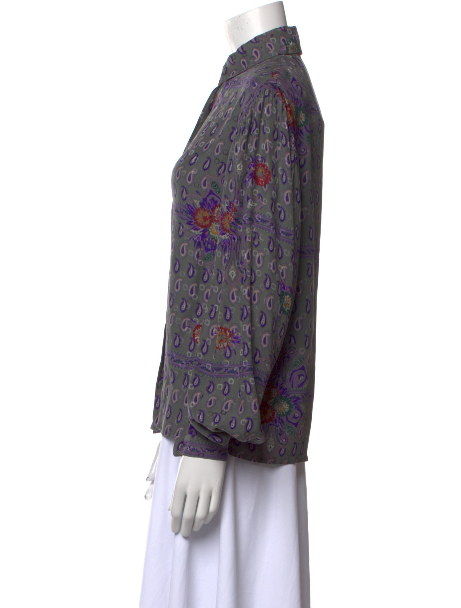 Ferragamo Silk Printed Button-Up Top