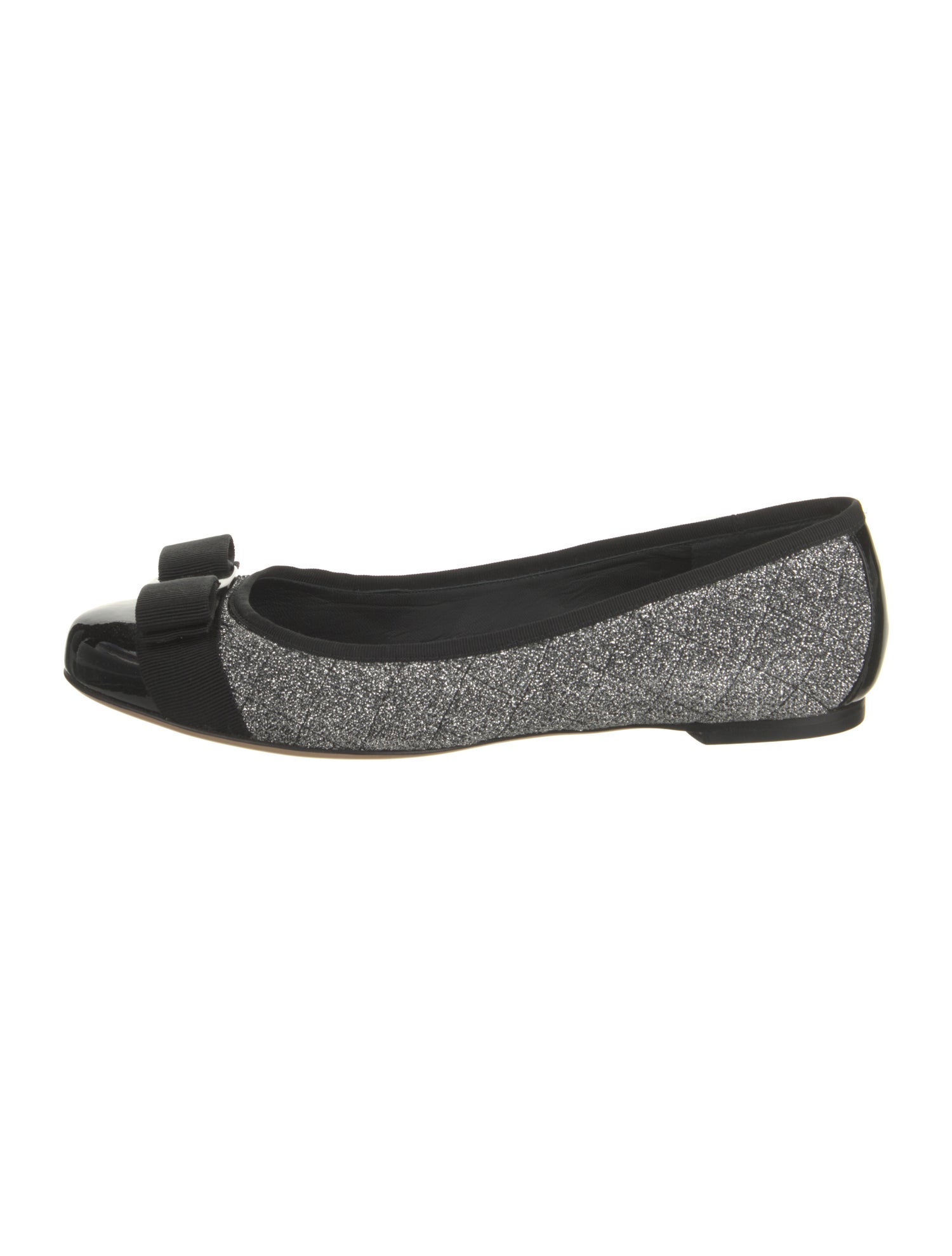 Ferragamo Vara Bow Accent Glitter Ballet Flats