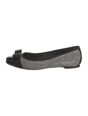 Ferragamo Vara Bow Accent Glitter Ballet Flats