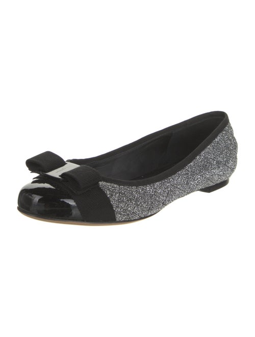 Ferragamo Vara Bow Accent Glitter Ballet Flats
