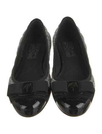 Ferragamo Vara Bow Accent Glitter Ballet Flats