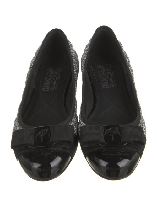 Ferragamo Vara Bow Accent Glitter Ballet Flats