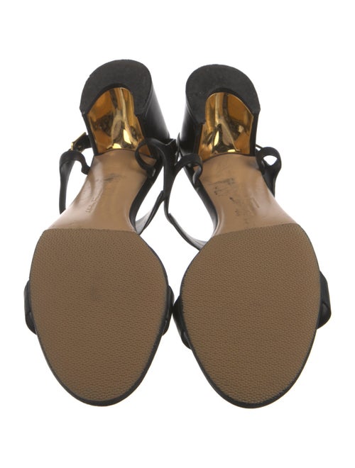 Ferragamo Leather Chain-Link Accents T-Strap Sandals