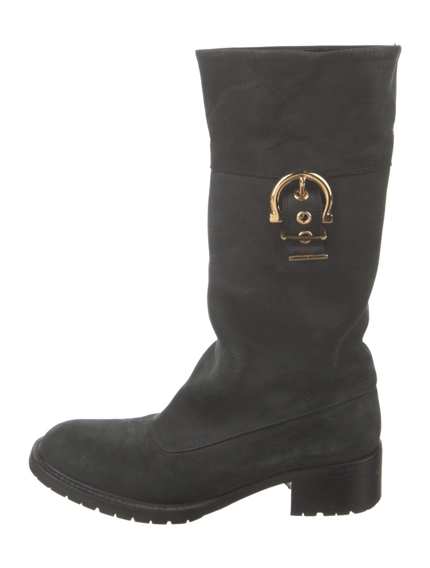 Ferragamo Leather Moto Boots