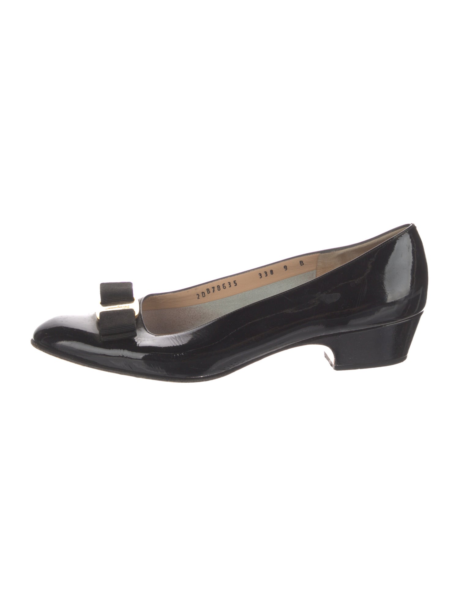 Ferragamo Patent Leather Bow Accents Pumps