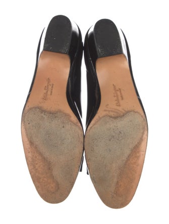 Ferragamo Patent Leather Bow Accents Pumps