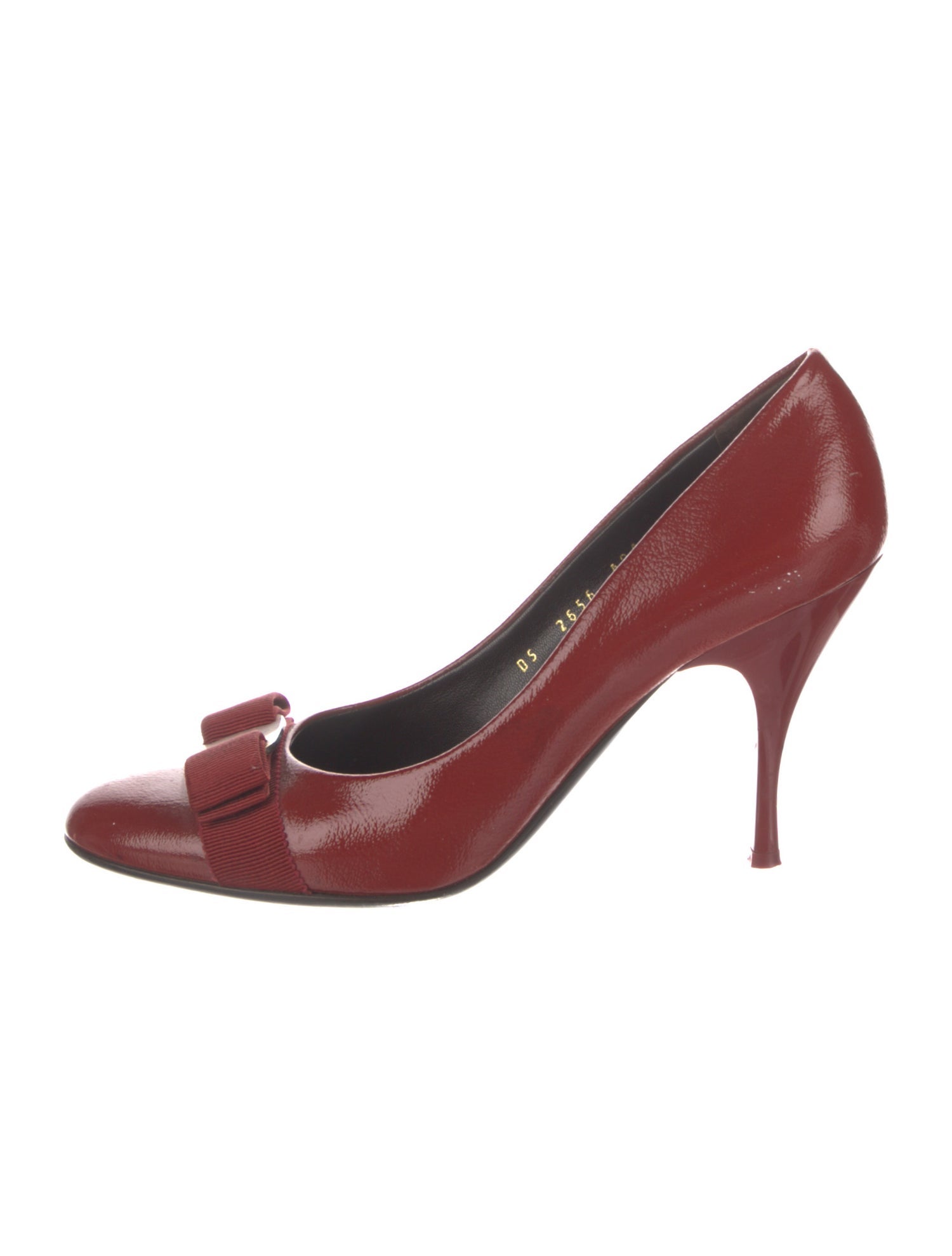 Ferragamo Patent Leather Bow Accents Pumps
