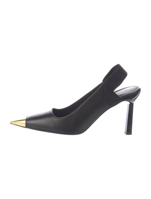 Ferragamo Leather Bow Accents Slingback Pumps