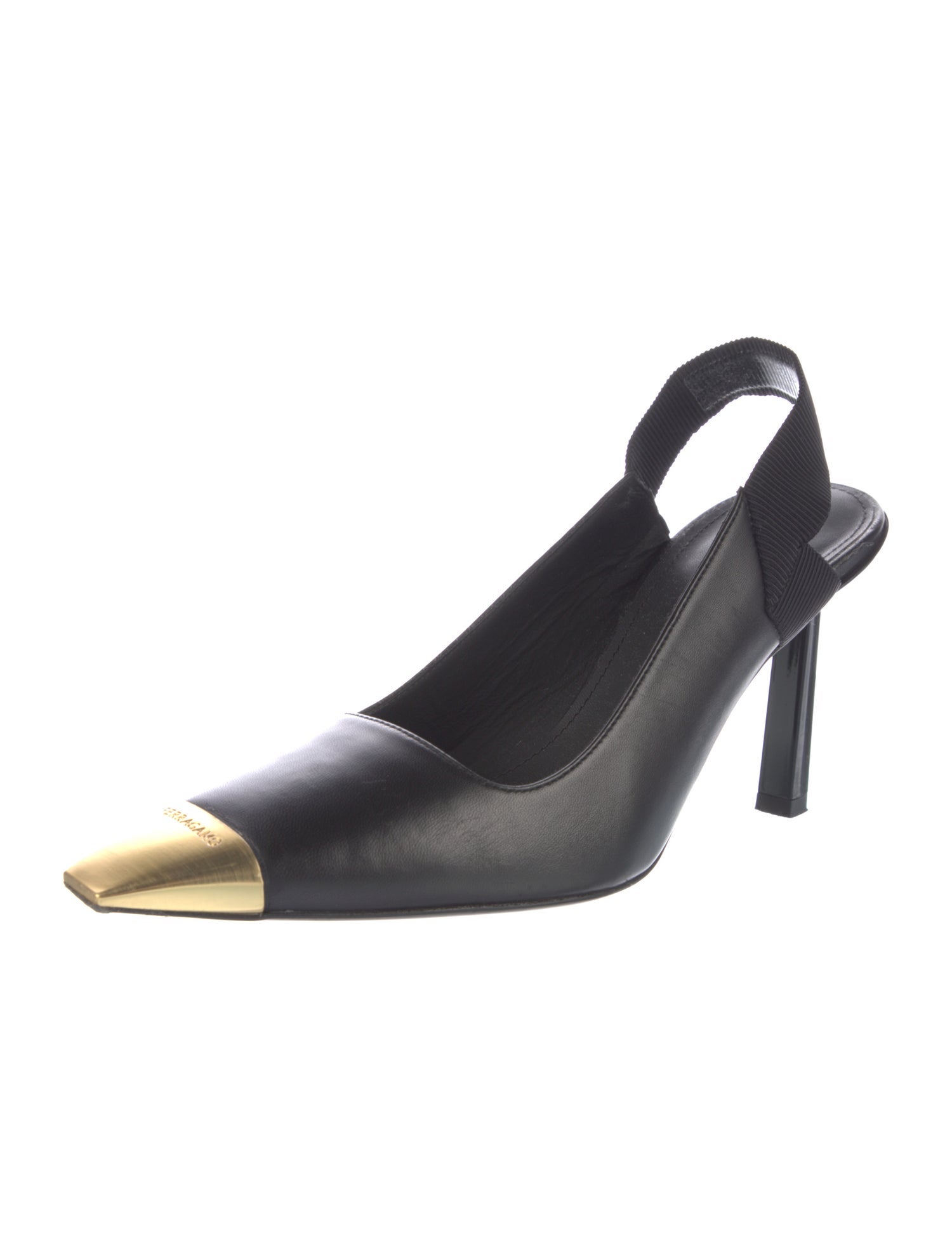Ferragamo Leather Bow Accents Slingback Pumps