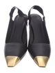 Ferragamo Leather Bow Accents Slingback Pumps
