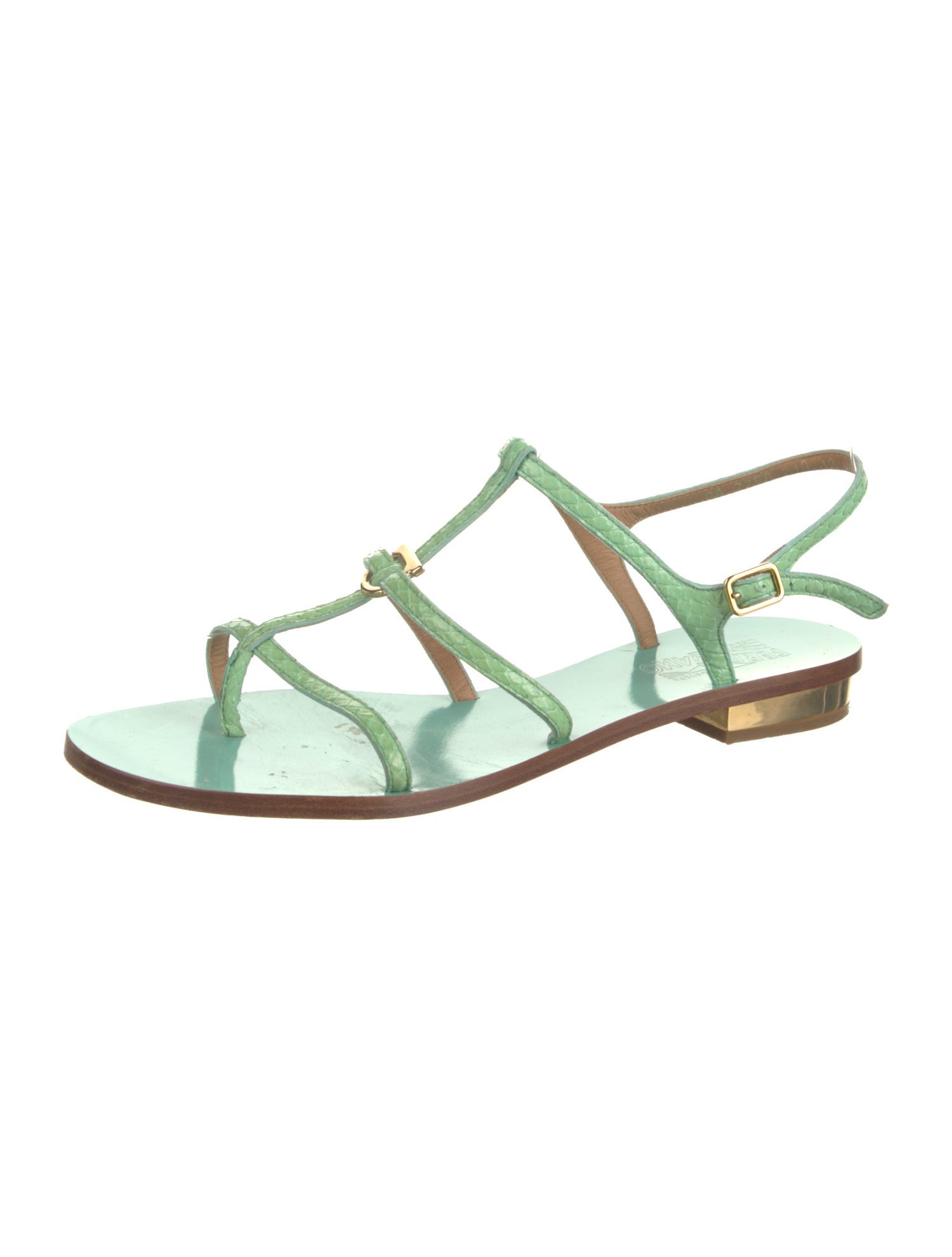 Ferragamo Snakeskin T-Strap Sandals