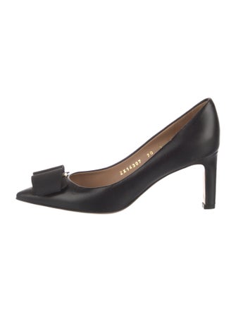Ferragamo Leather Bow Accents Pumps