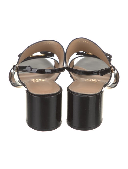 Ferragamo Patent Leather Bow Accents Slingback Sandals