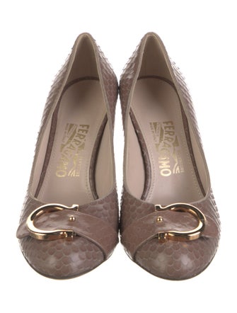 Ferragamo Embossed Leather Pumps