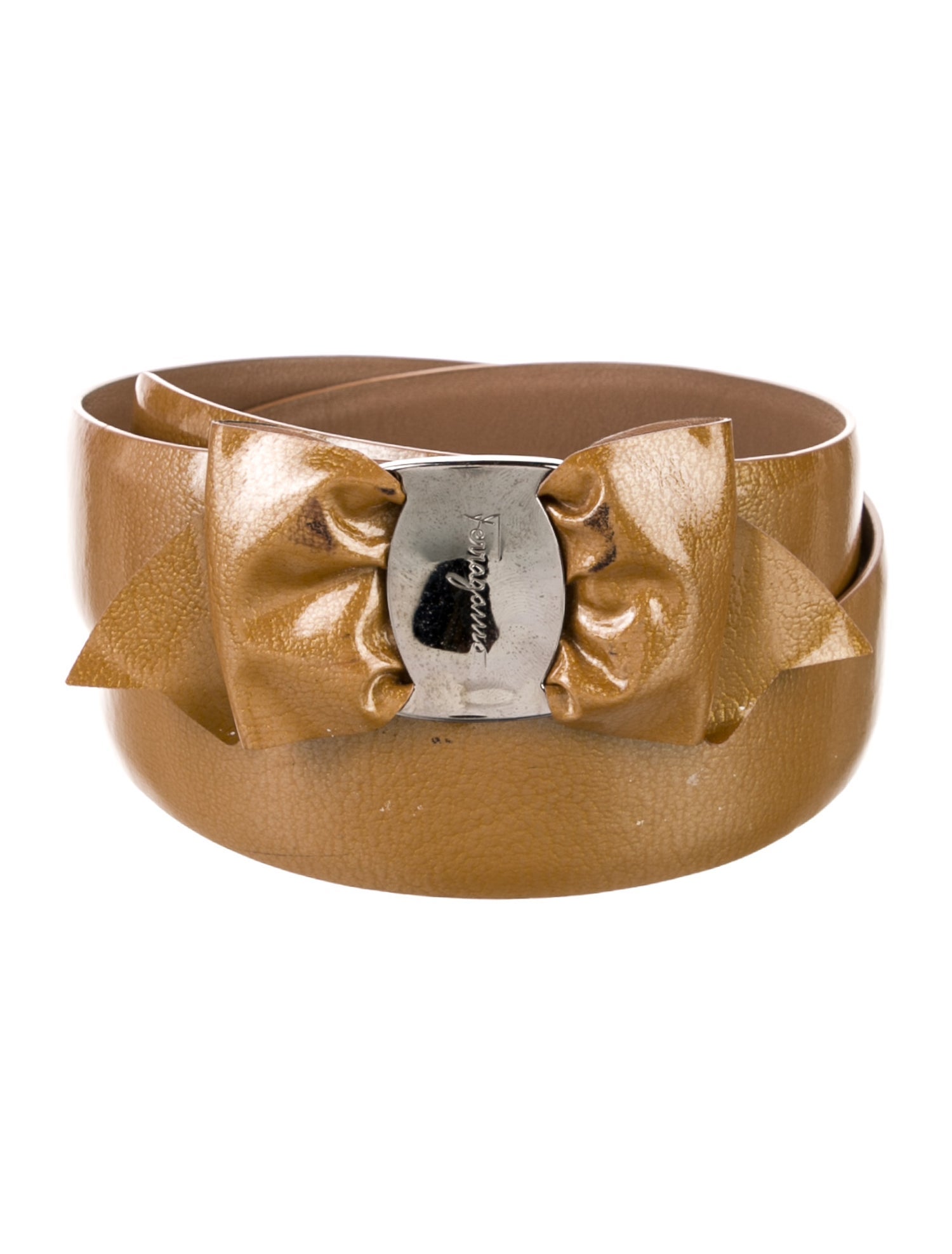 Ferragamo Patent Leather Bow Accents Belt