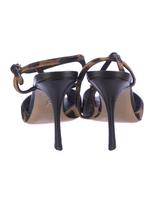 Ferragamo Suede Animal Print T-Strap Sandals