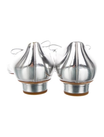 Ferragamo Patent Leather Bow Accents Ballet Flats