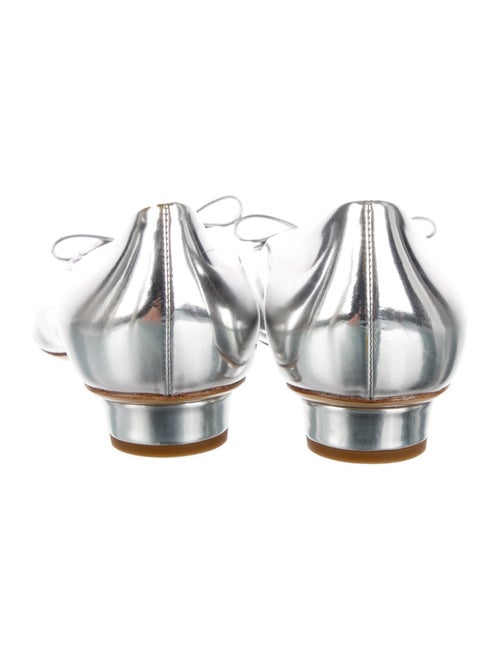 Ferragamo Patent Leather Bow Accents Ballet Flats