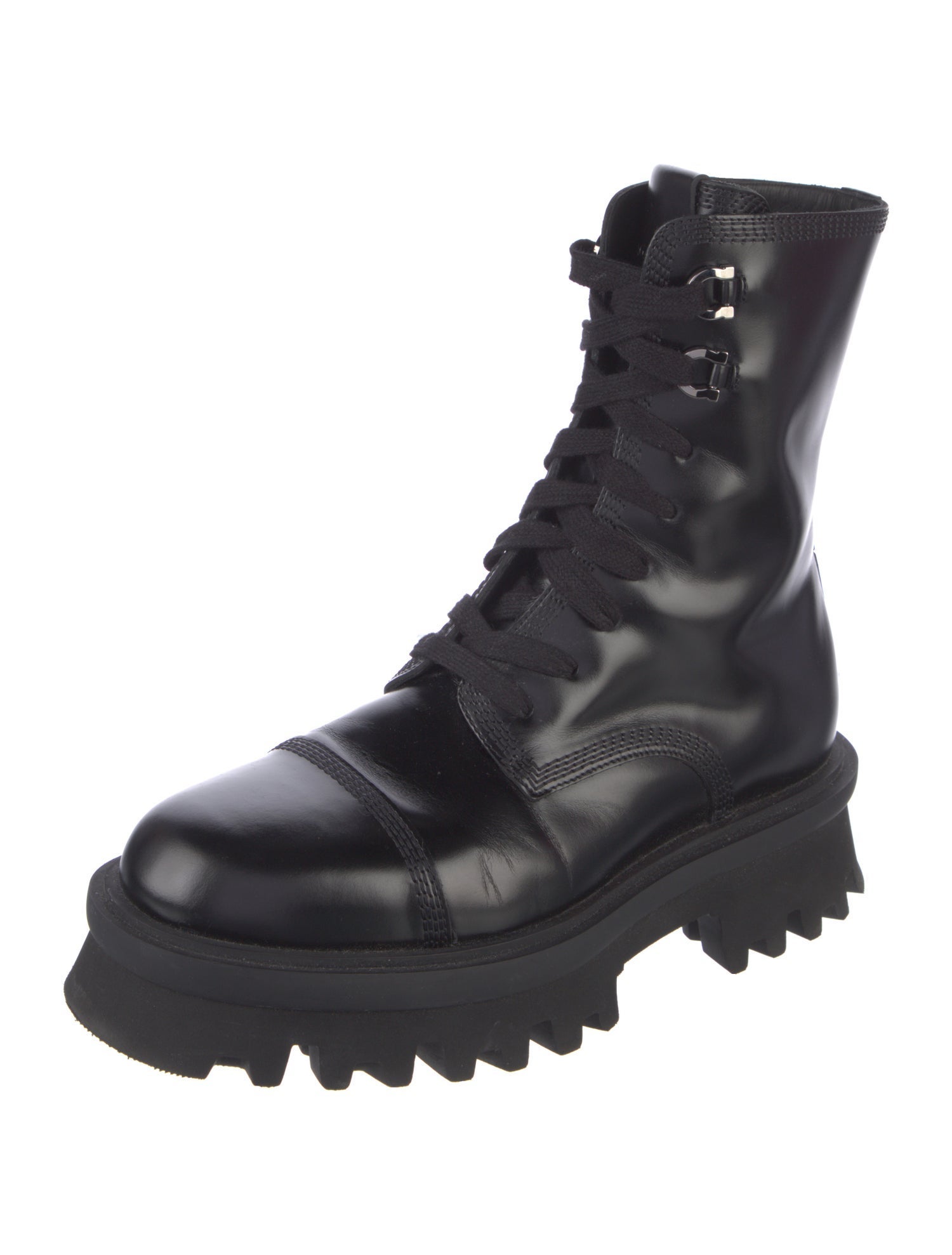 Ferragamo Leather Combat Boots