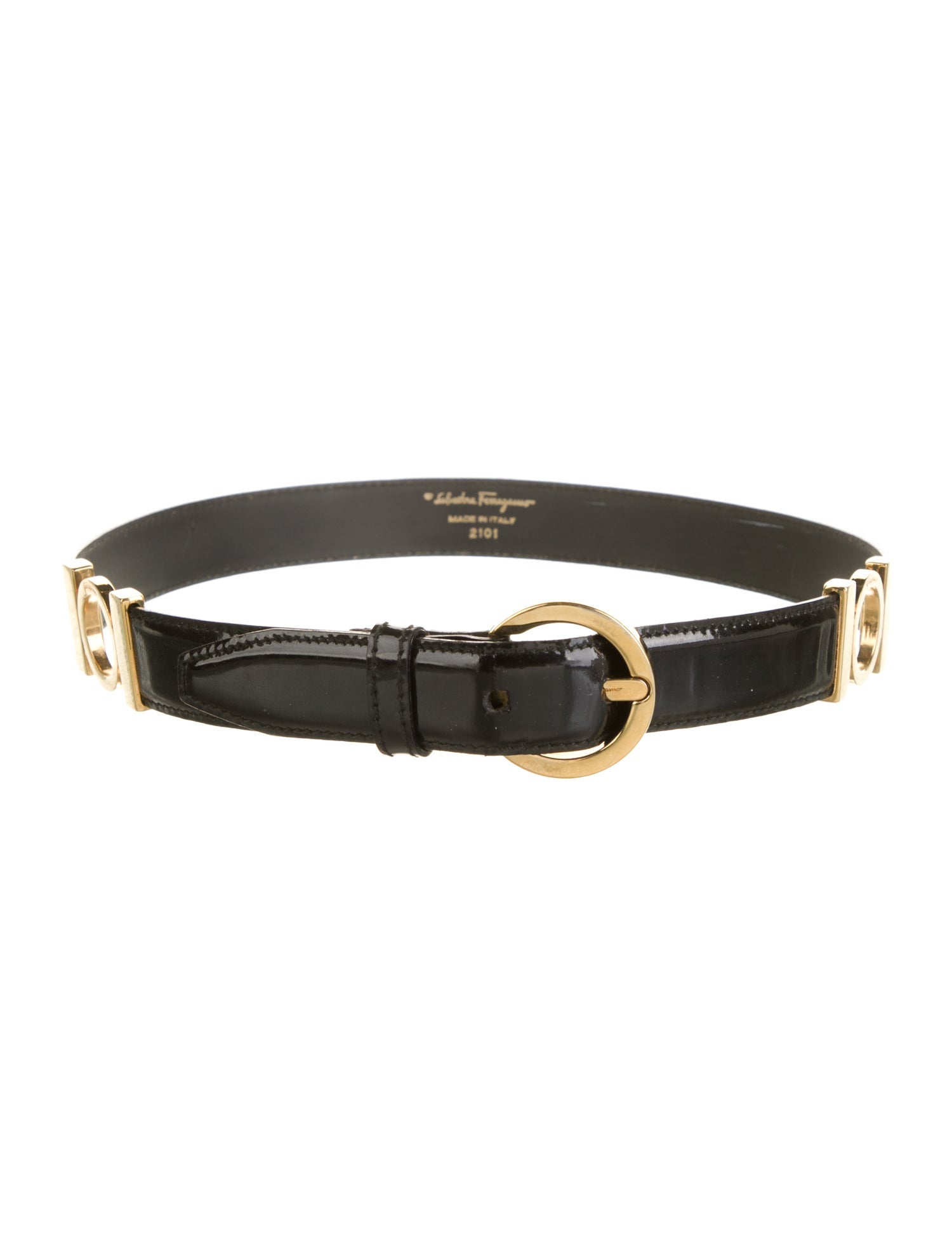 Ferragamo Gancini Logo Patent Leather Belt