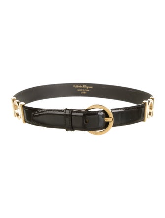 Ferragamo Gancini Logo Patent Leather Belt