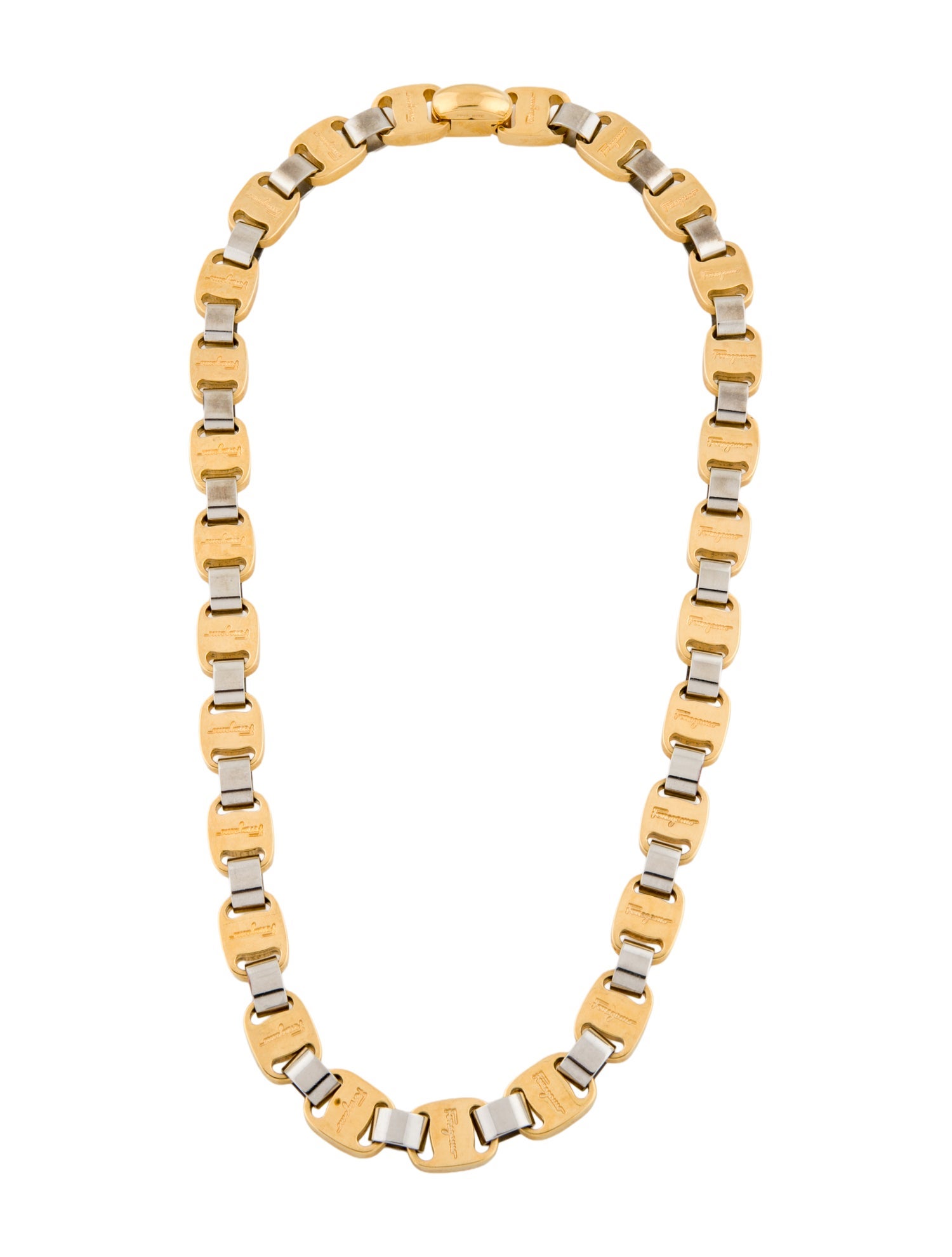 Ferragamo Two-Tone Logo Chain Link Necklace