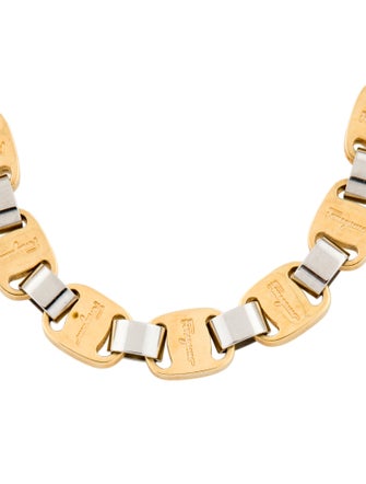 Ferragamo Two-Tone Logo Chain Link Necklace