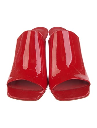Ferragamo Patent Leather Bow Accents Slides