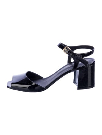 Ferragamo Gancini Logo Patent Leather Sandals