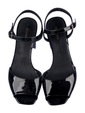 Ferragamo Gancini Logo Patent Leather Sandals
