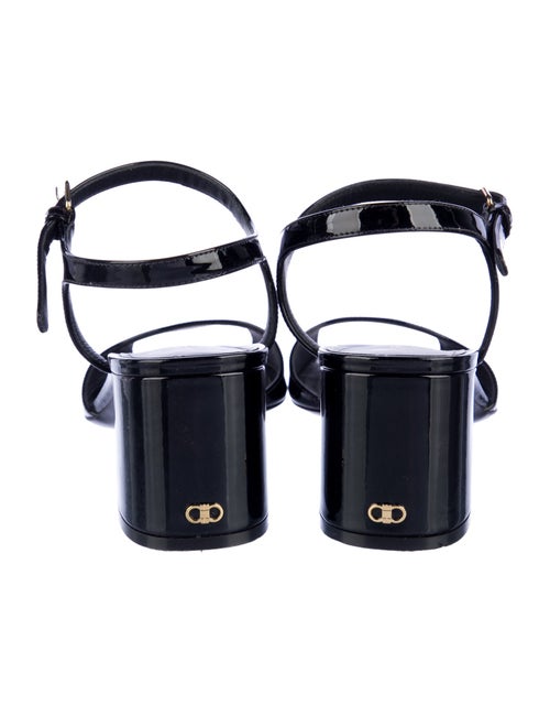 Ferragamo Gancini Logo Patent Leather Sandals