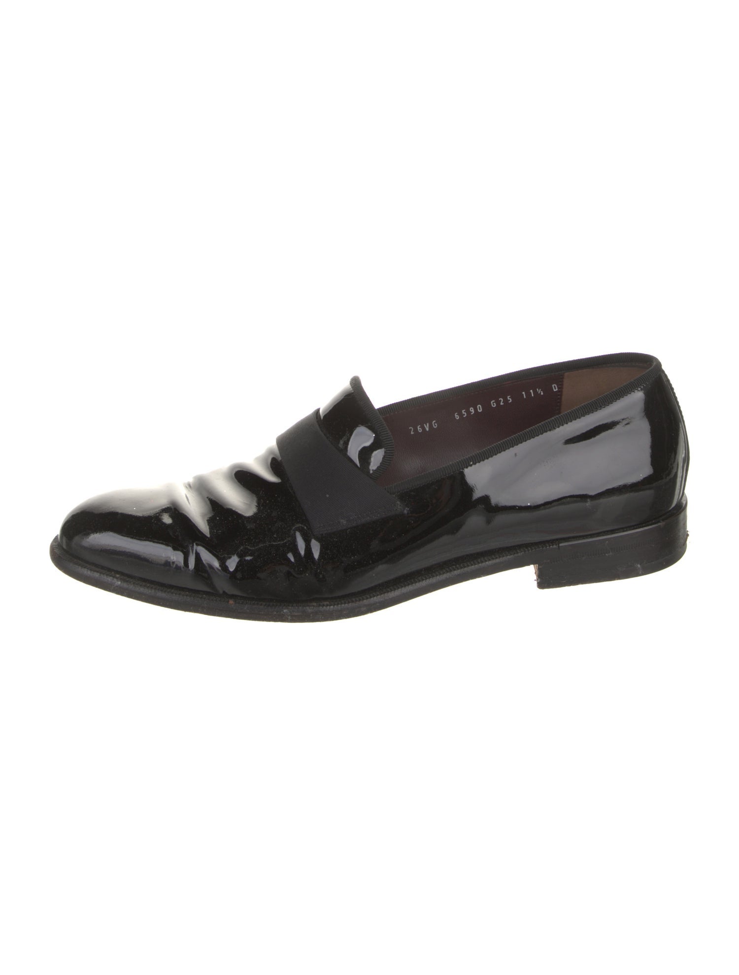 Ferragamo Patent Leather Grosgrain Trim Dress Loafers