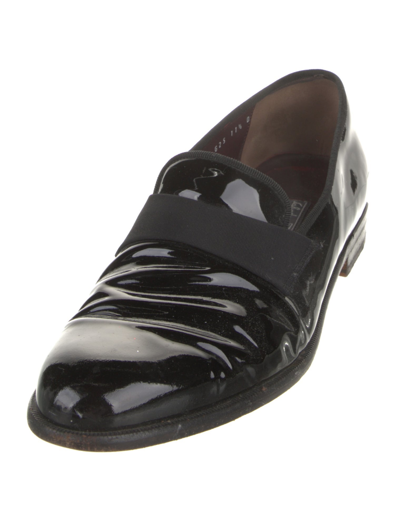 Ferragamo Patent Leather Grosgrain Trim Dress Loafers