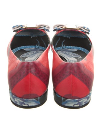 Ferragamo Vara Bow Accent Leather Ballet Flats