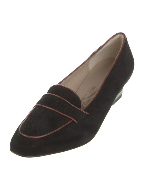 Ferragamo Suede Leather Trim Embellishment Loafers