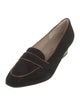 Ferragamo Suede Leather Trim Embellishment Loafers