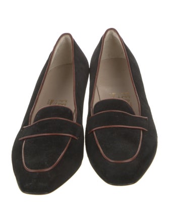 Ferragamo Suede Leather Trim Embellishment Loafers