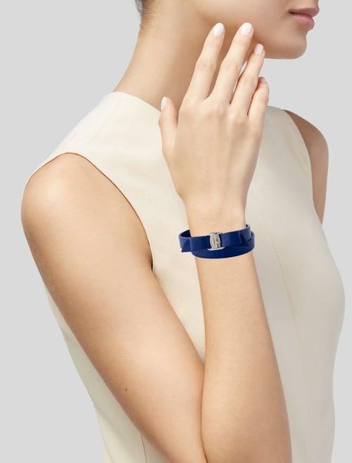 Ferragamo Vara Bow Leather Double Wrap Bracelet