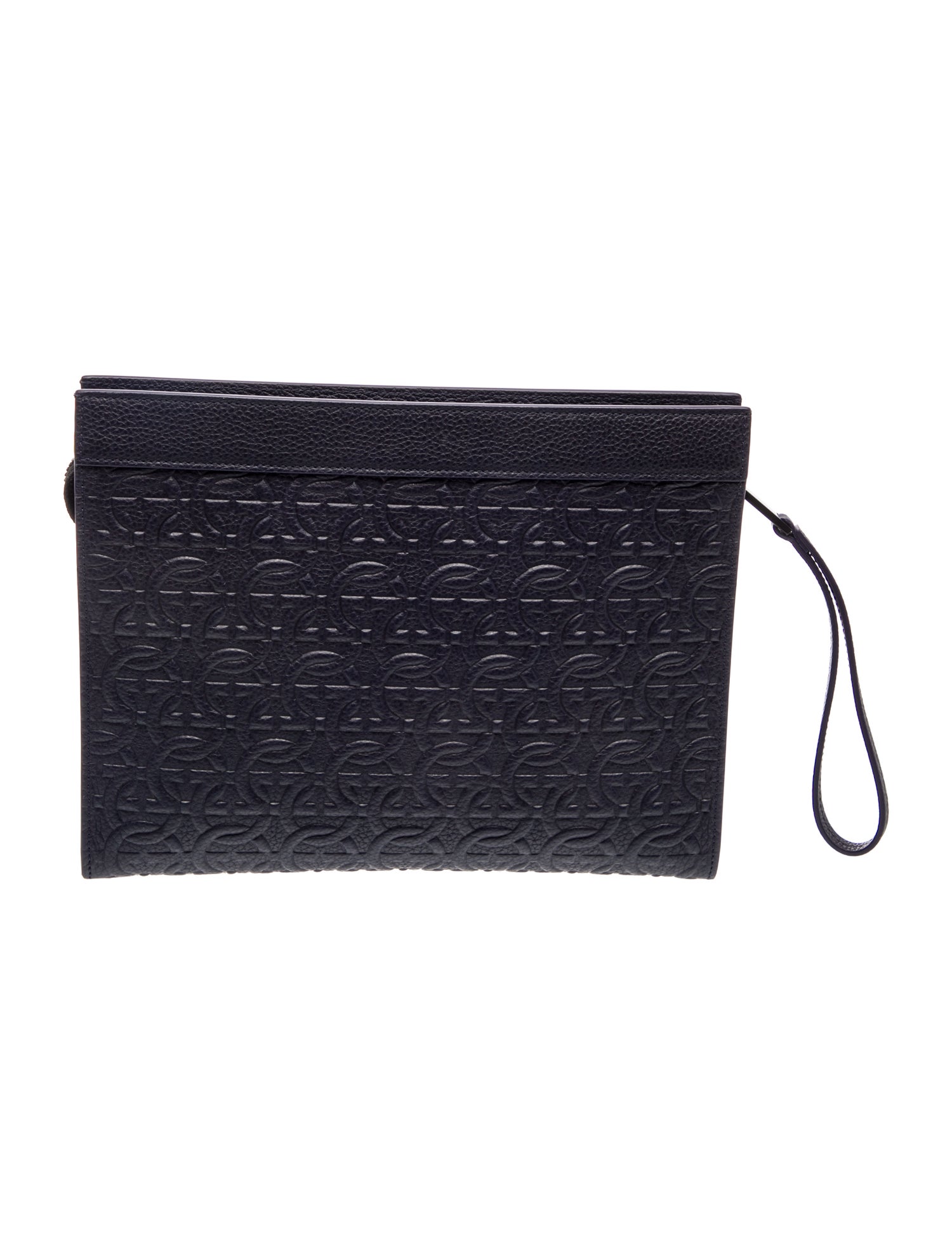 Ferragamo Embossed Leather Clutch