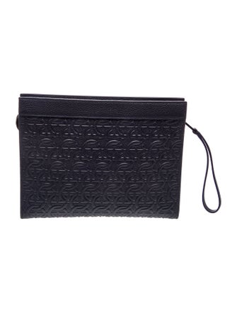 Ferragamo Embossed Leather Clutch