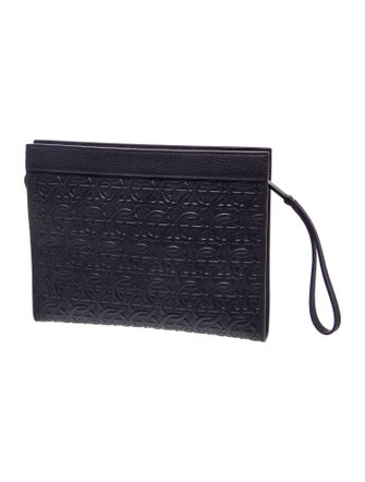 Ferragamo Embossed Leather Clutch