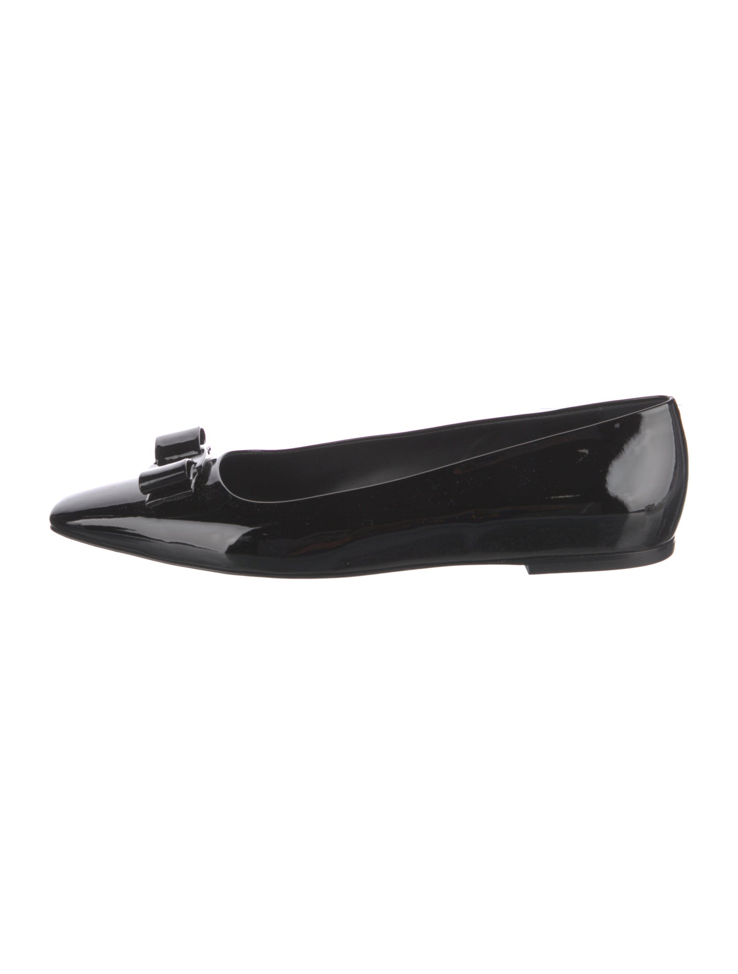 Ferragamo Vara Bow Accent Patent Leather Ballet Flats