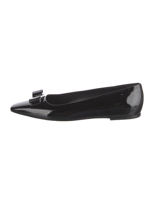 Ferragamo Vara Bow Accent Patent Leather Ballet Flats
