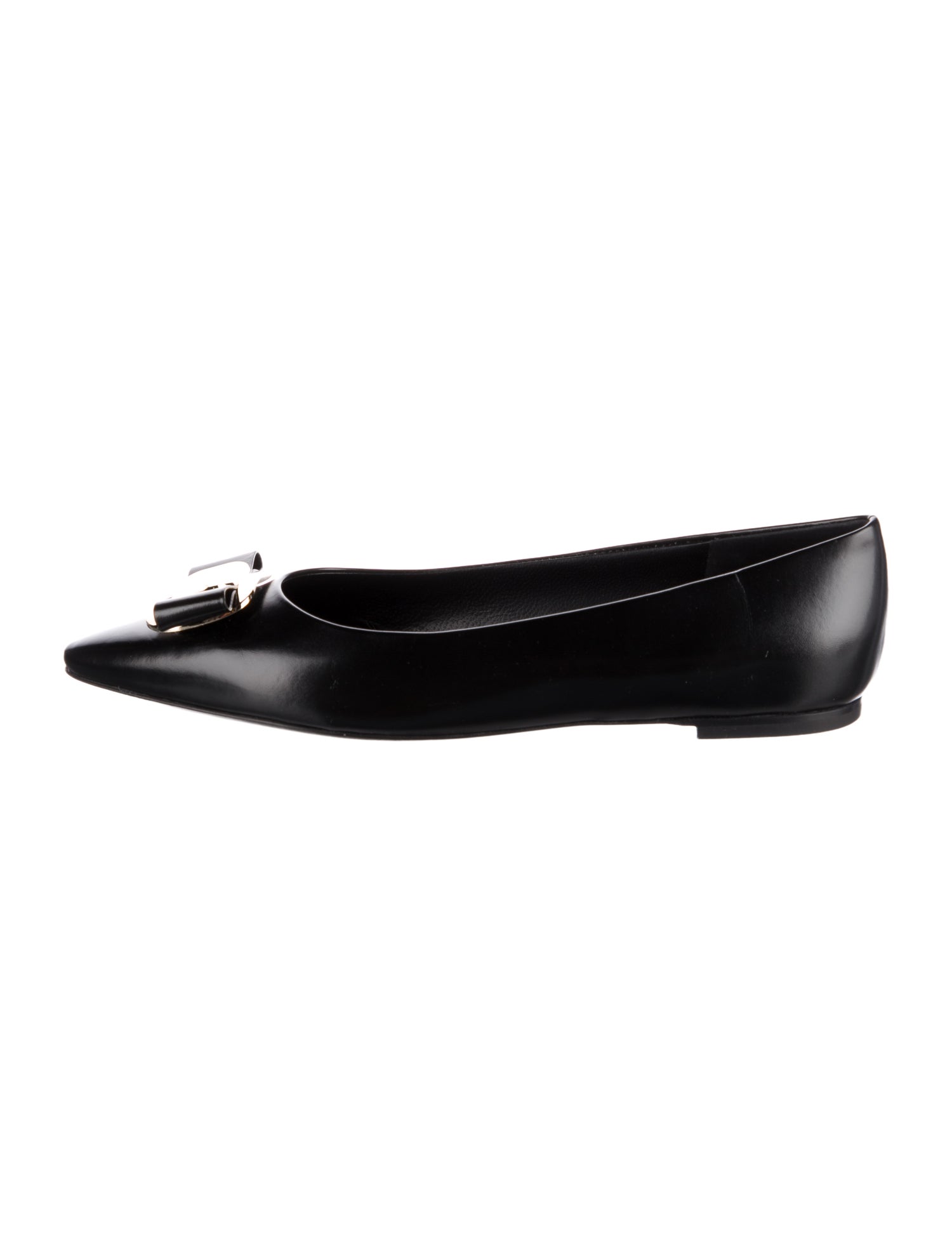 Ferragamo Vara Bow Accent Leather Ballet Flats